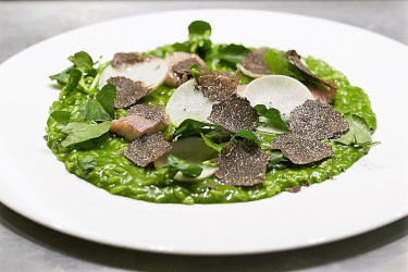 Risotto verde truffe et cabillaud