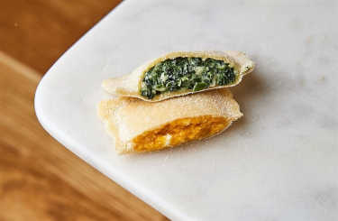 Raviolis ricotta/épinard  et courge/gorgonzola
